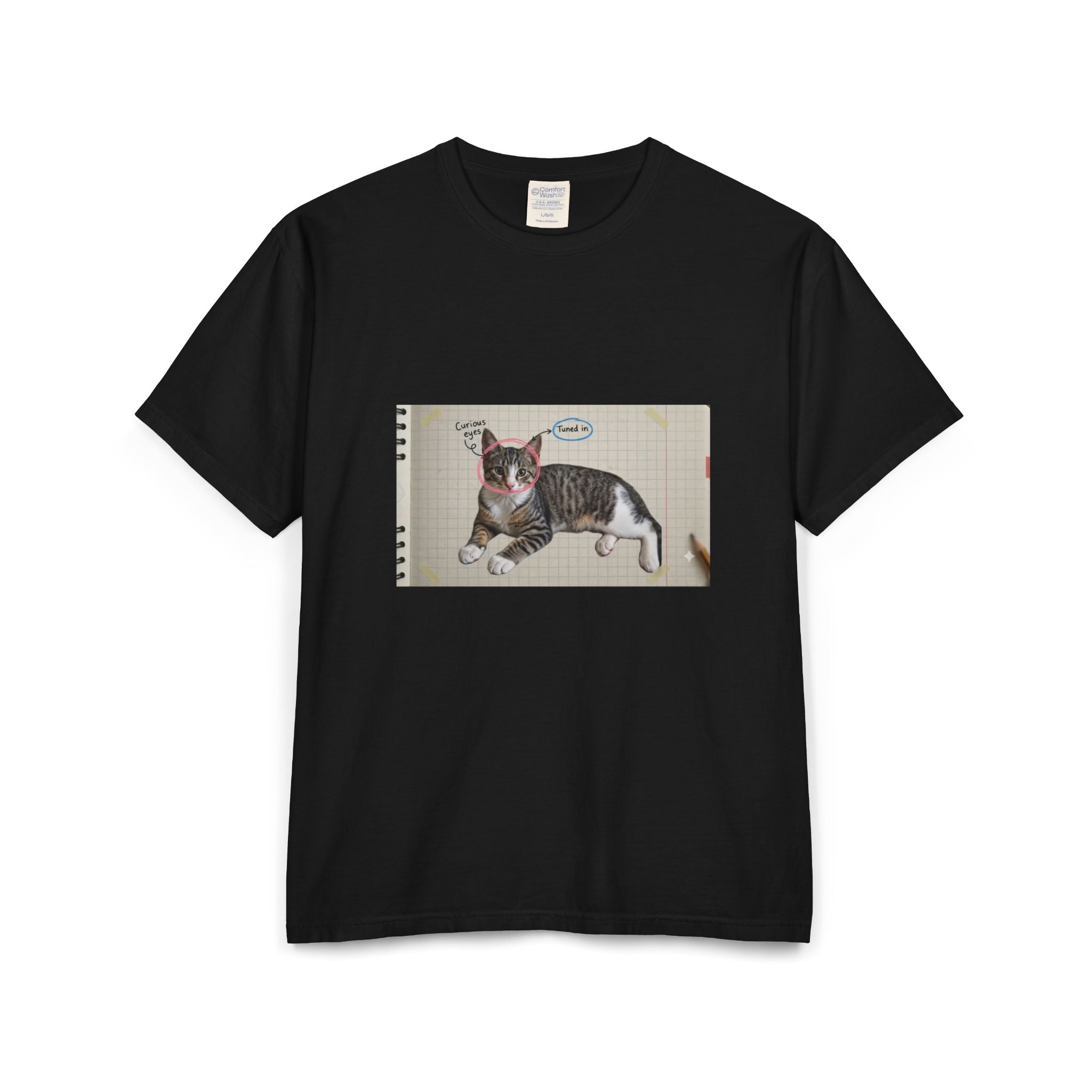 Cat Sketch T-Shirt — 'Love You' Hand-Drawn Kitty Art