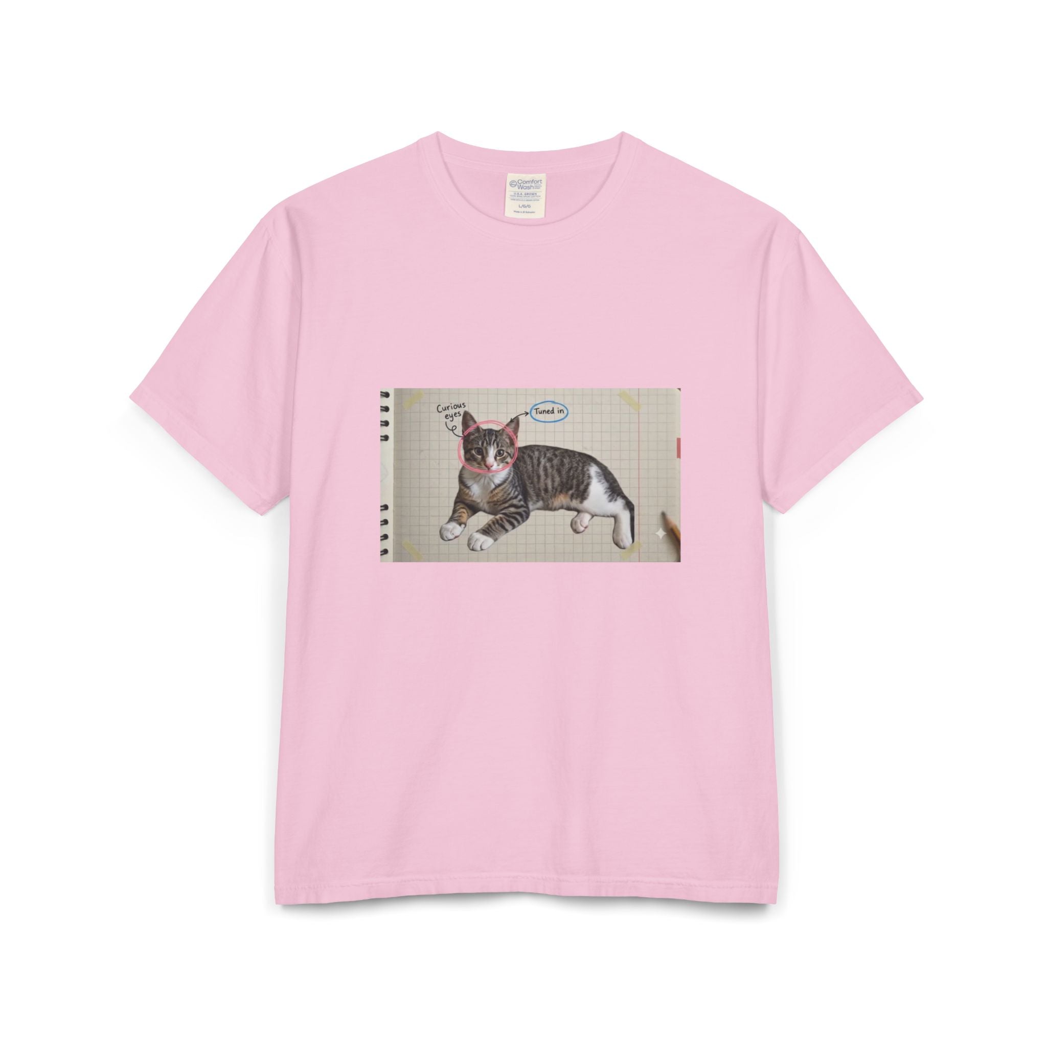 Cat Sketch T-Shirt — 'Love You' Hand-Drawn Kitty Art