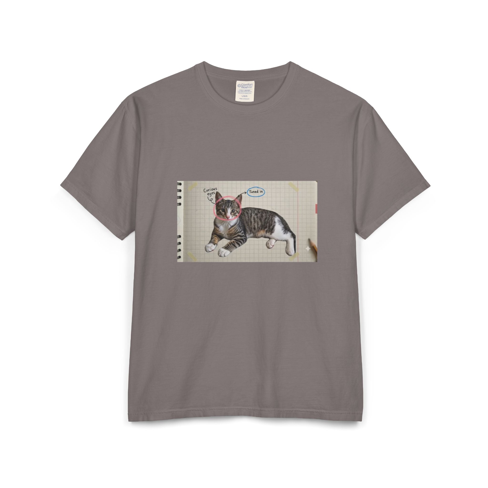 Cat Sketch T-Shirt — 'Love You' Hand-Drawn Kitty Art