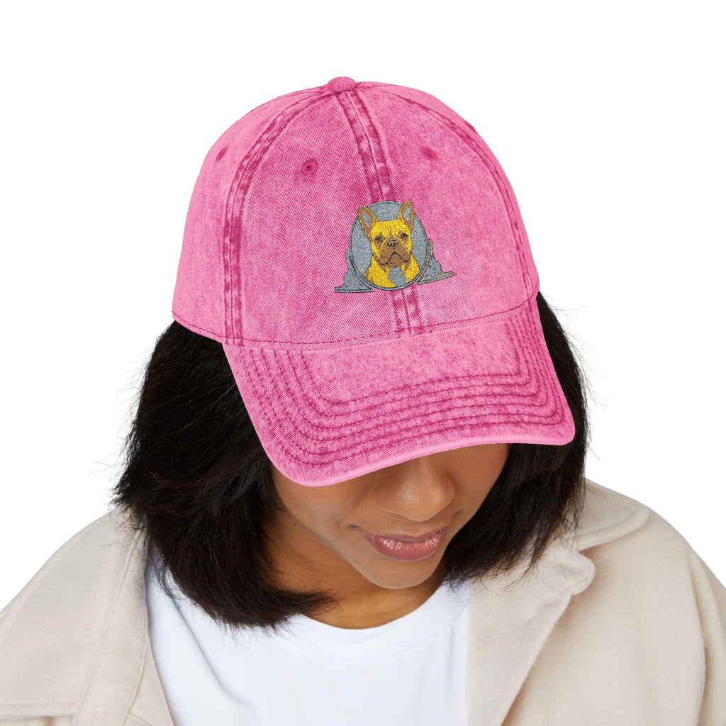 Vintage Embroidered Cap with Glitter Frenchie Patch