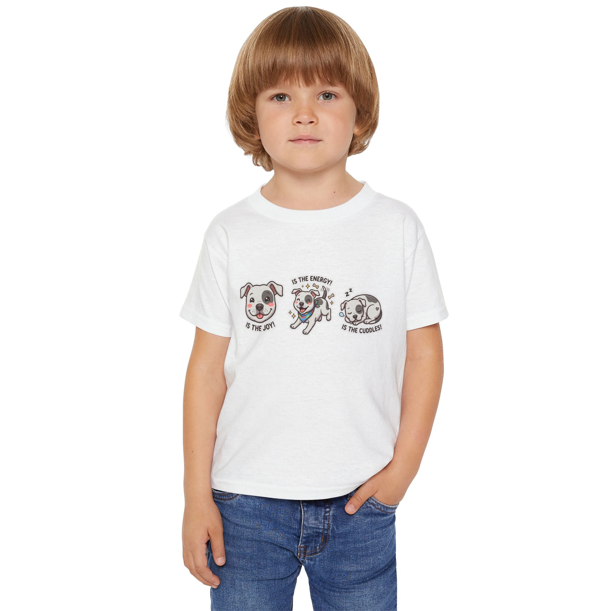 Toddler T-Shirt — Cute Puppy Faces "Is the Joy / Is the Energy / Is the Cuddles"