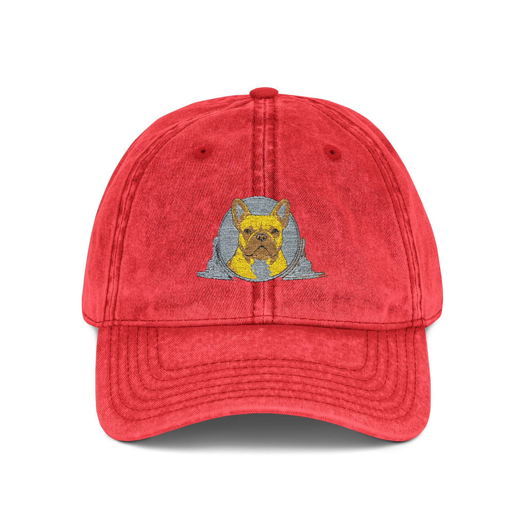 Vintage Embroidered Cap with Glitter Frenchie Patch