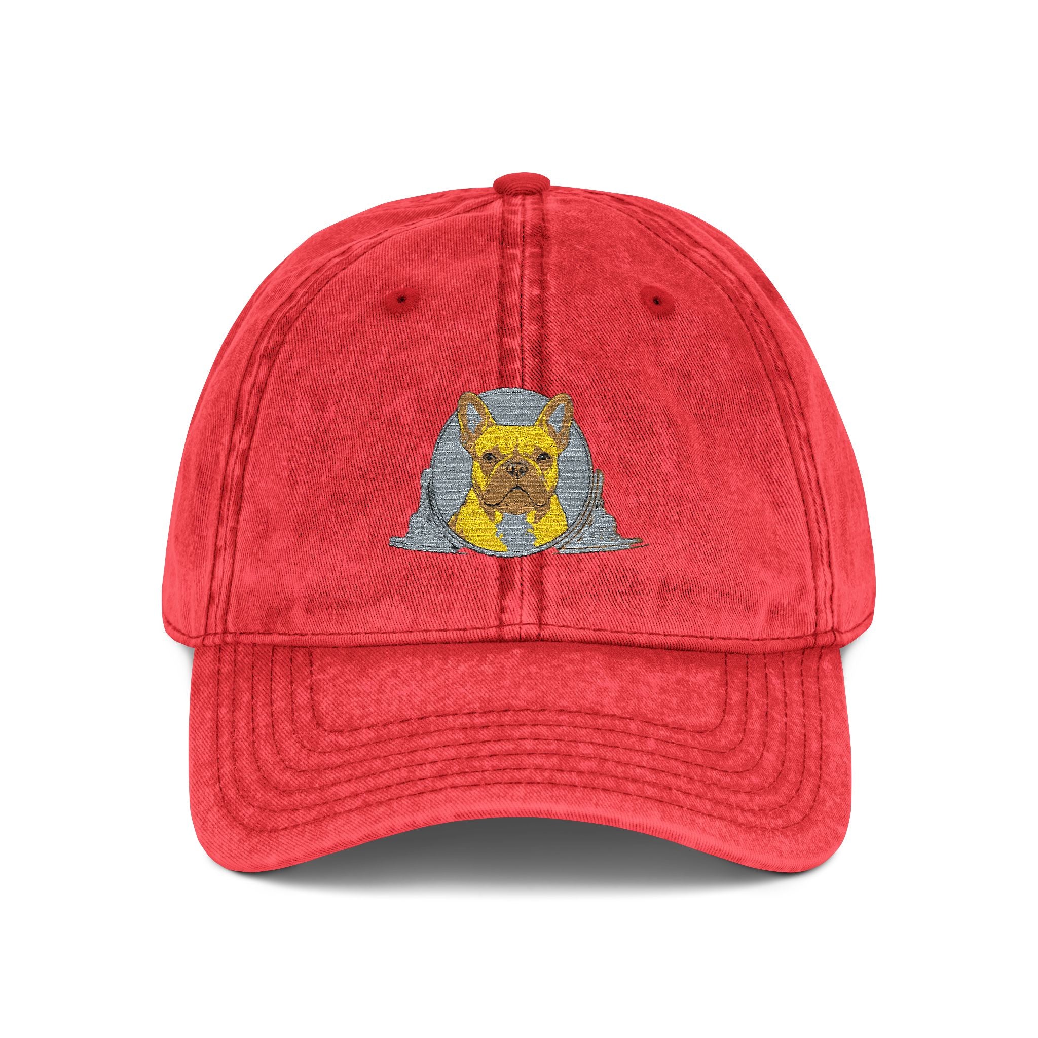 Vintage Embroidered Cap with Glitter Frenchie Patch