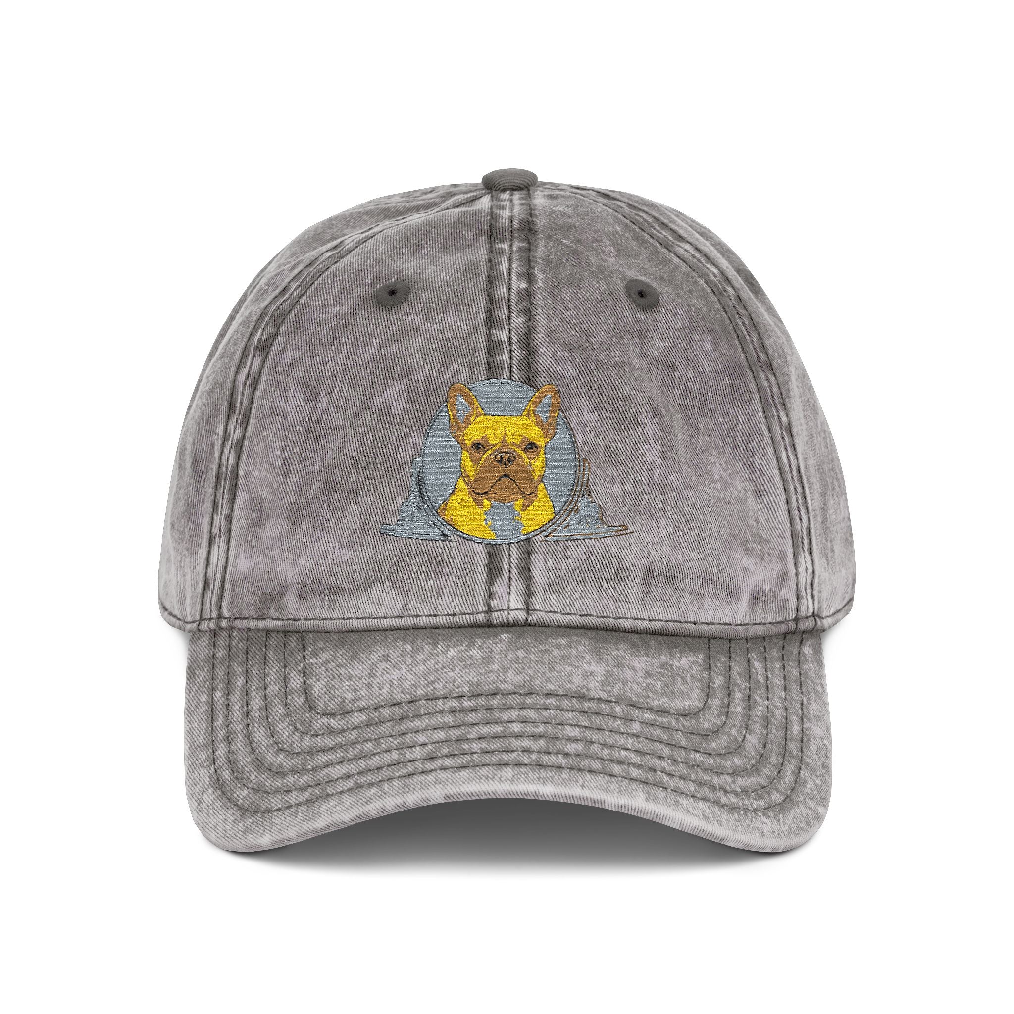 Vintage Embroidered Cap with Glitter Frenchie Patch