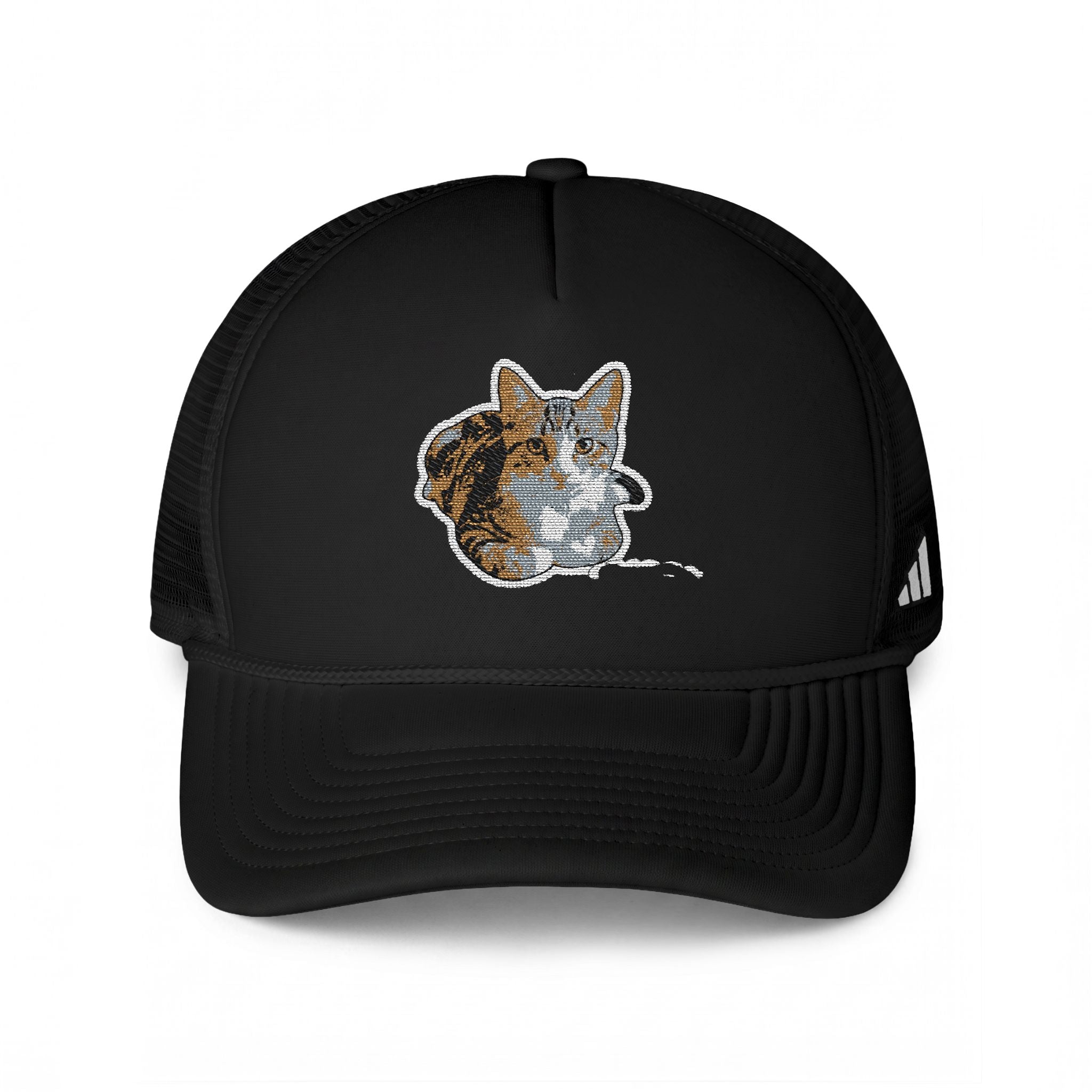 Trucker Cap — Sequin Cat Patch Mesh Hat