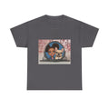 Cute Claire & French Bulldog Portrait T-Shirt — Heart Background Pet Lover Tee
