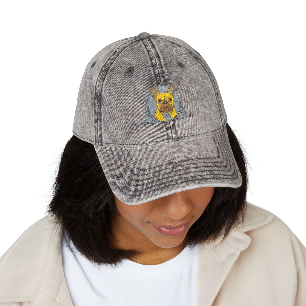 Vintage Embroidered Cap with Glitter Frenchie Patch