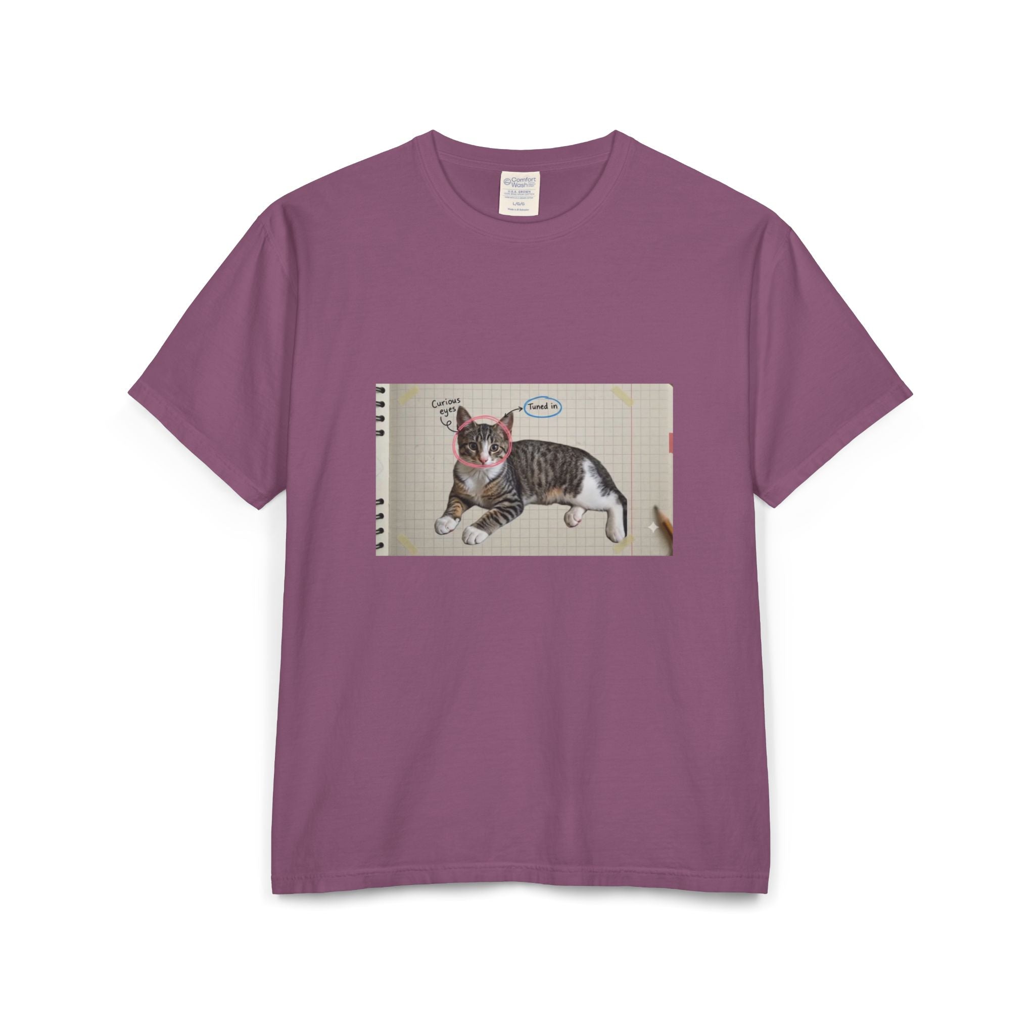 Cat Sketch T-Shirt — 'Love You' Hand-Drawn Kitty Art