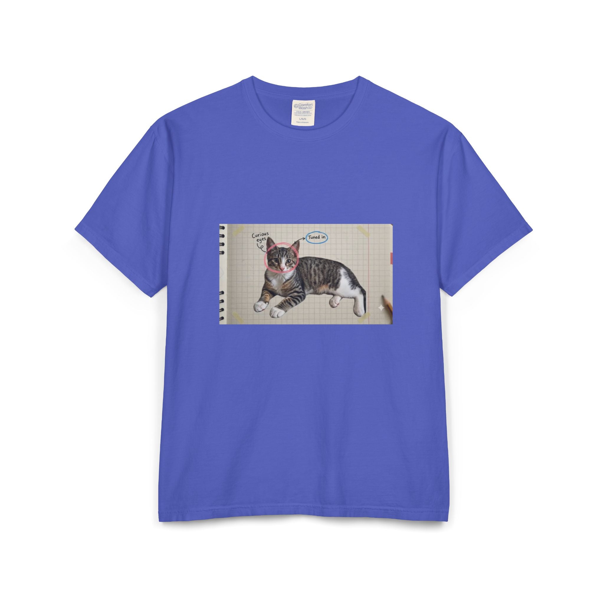 Cat Sketch T-Shirt — 'Love You' Hand-Drawn Kitty Art