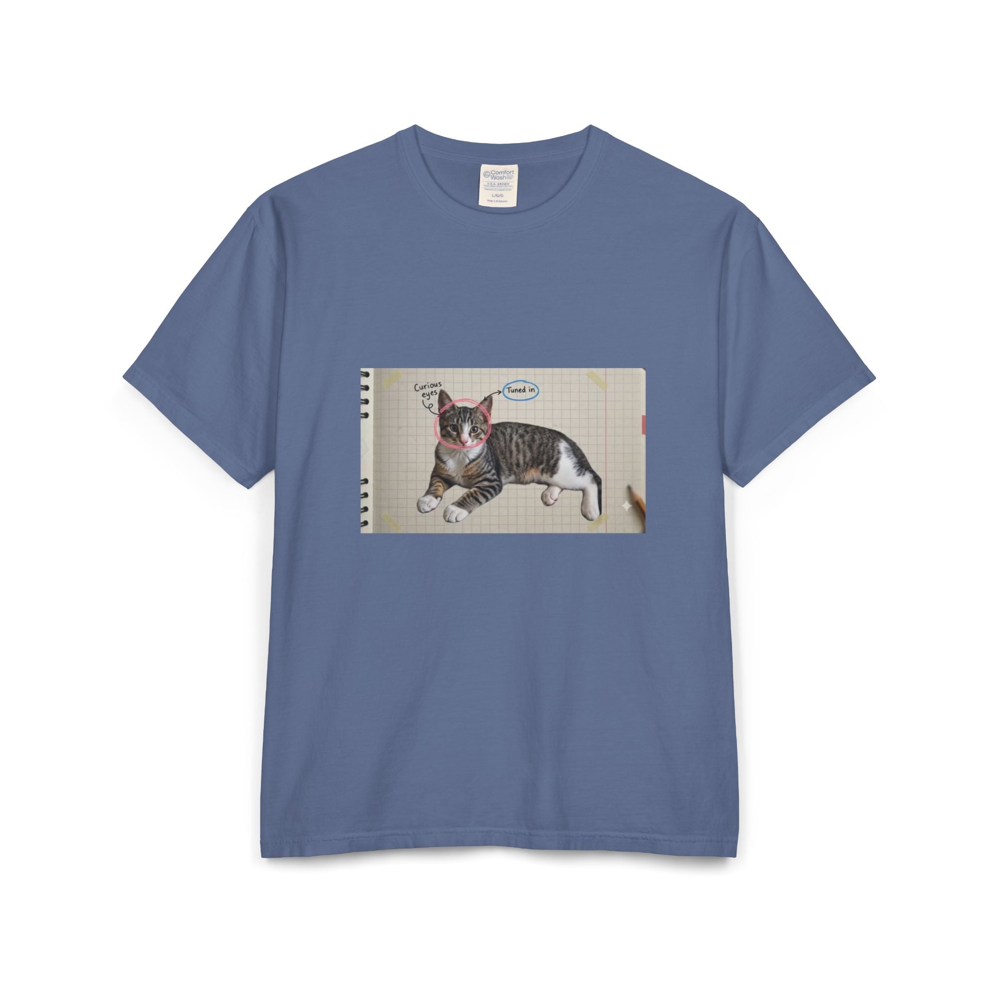 Cat Sketch T-Shirt — 'Love You' Hand-Drawn Kitty Art