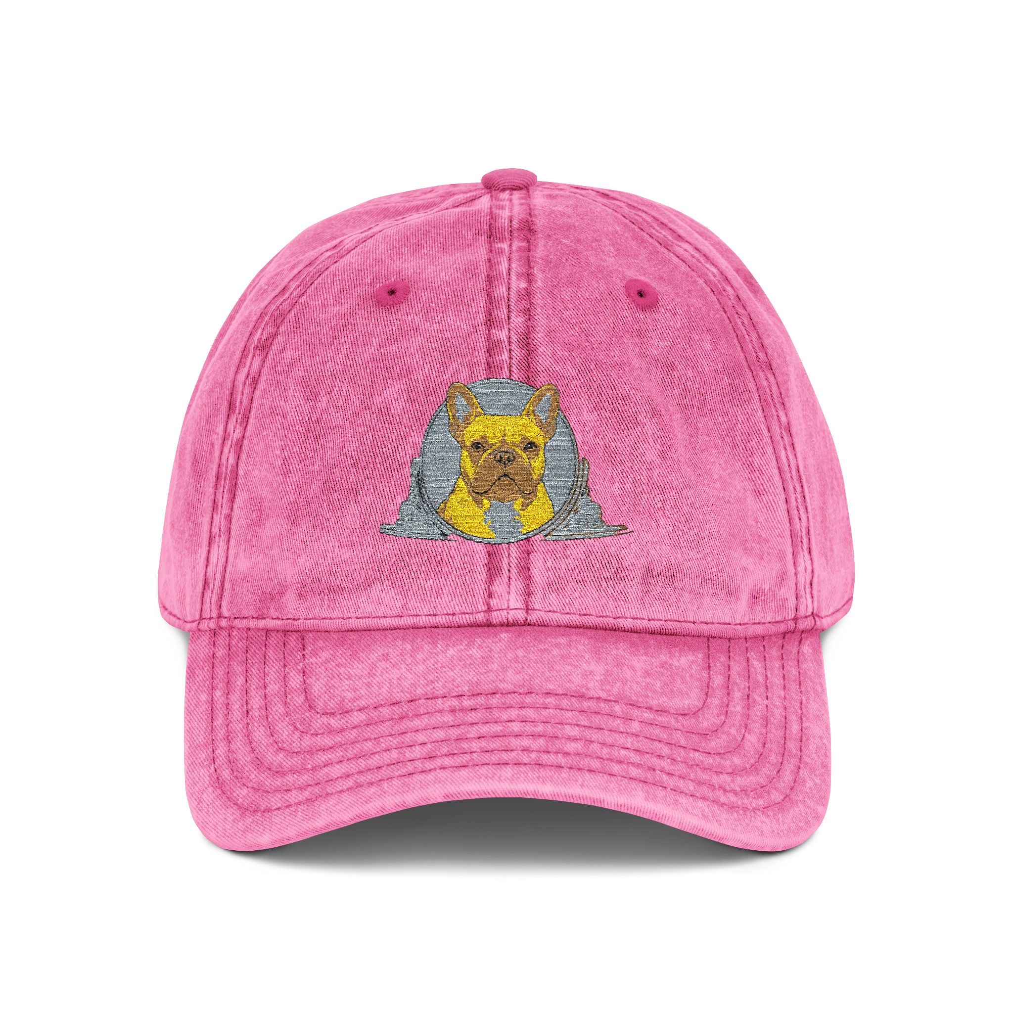 Vintage Embroidered Cap with Glitter Frenchie Patch