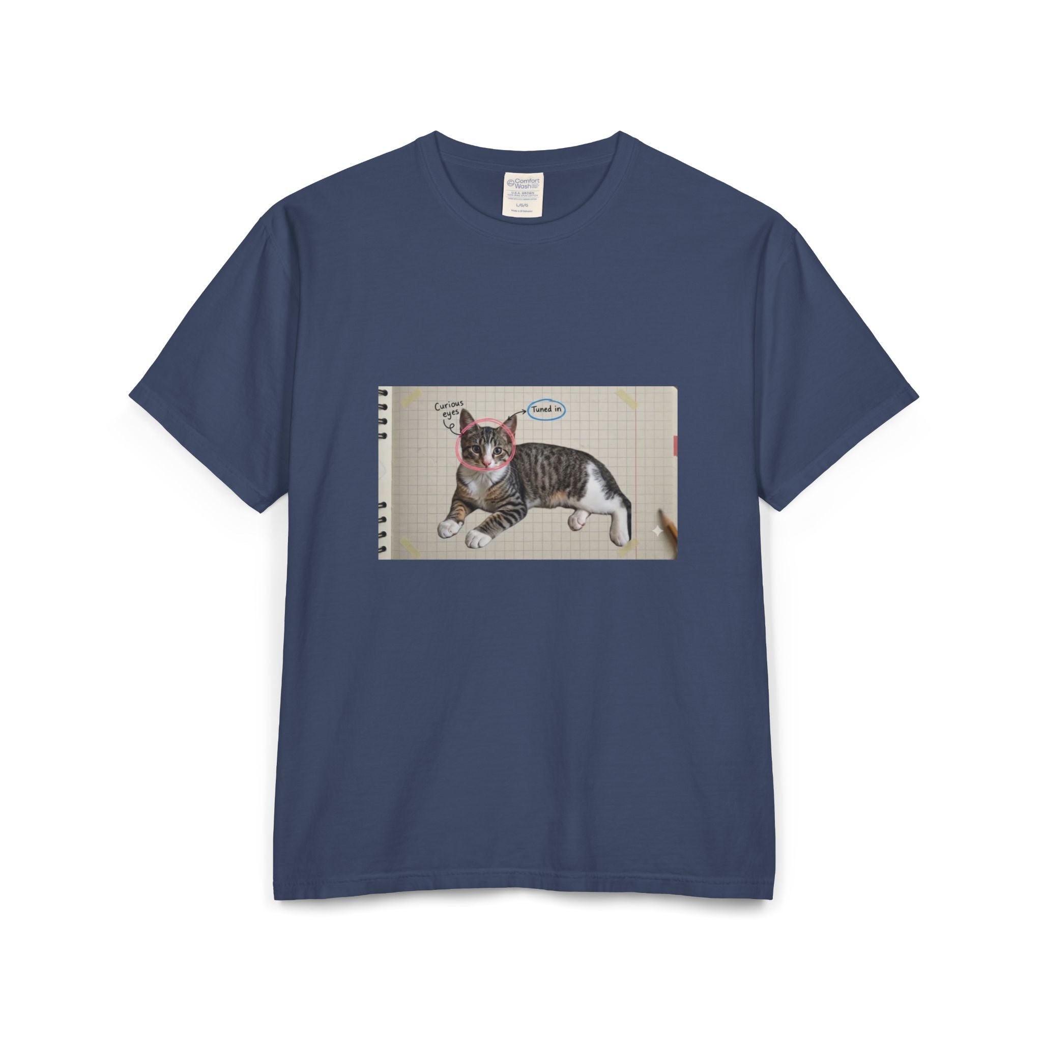 Cat Sketch T-Shirt — 'Love You' Hand-Drawn Kitty Art