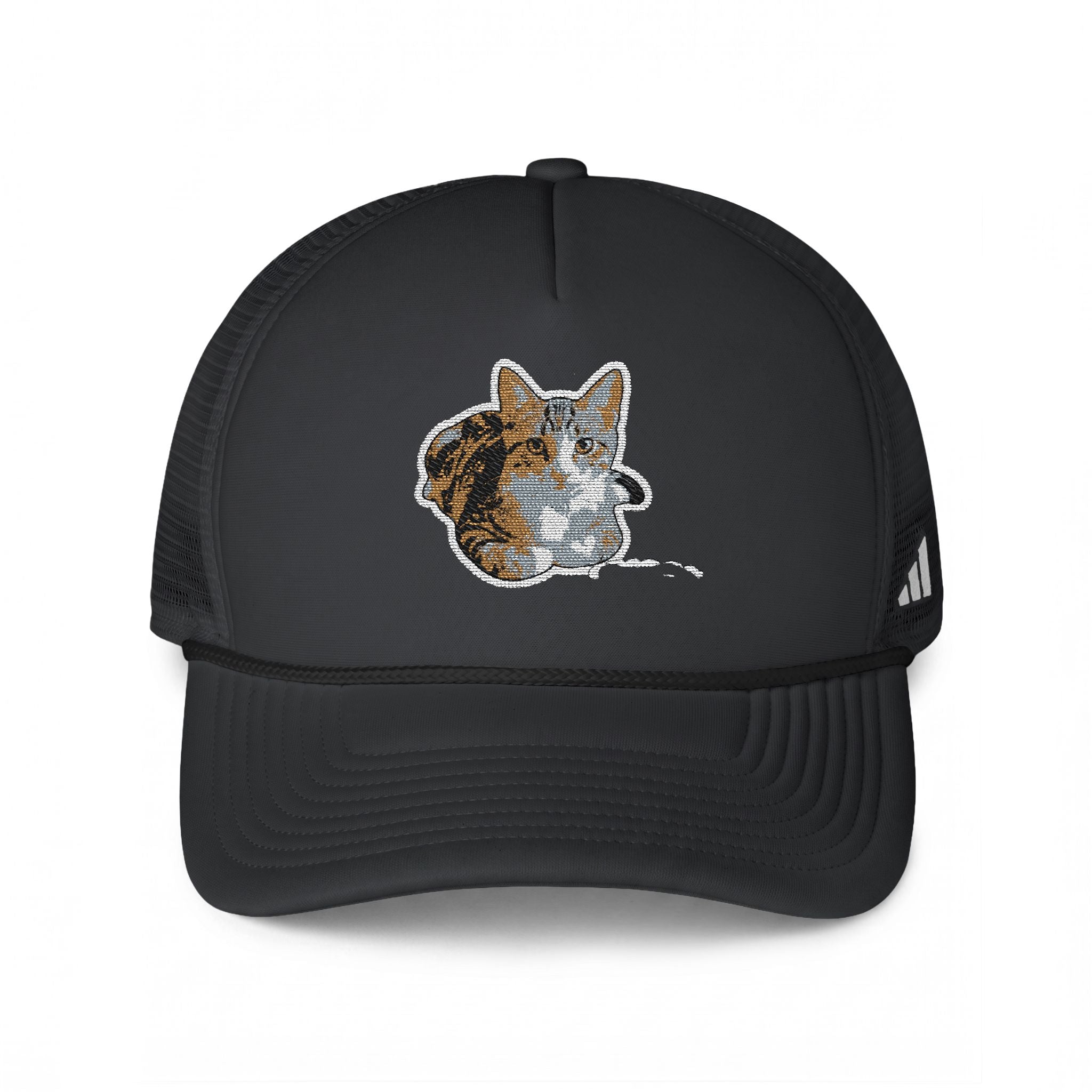 Trucker Cap — Sequin Cat Patch Mesh Hat