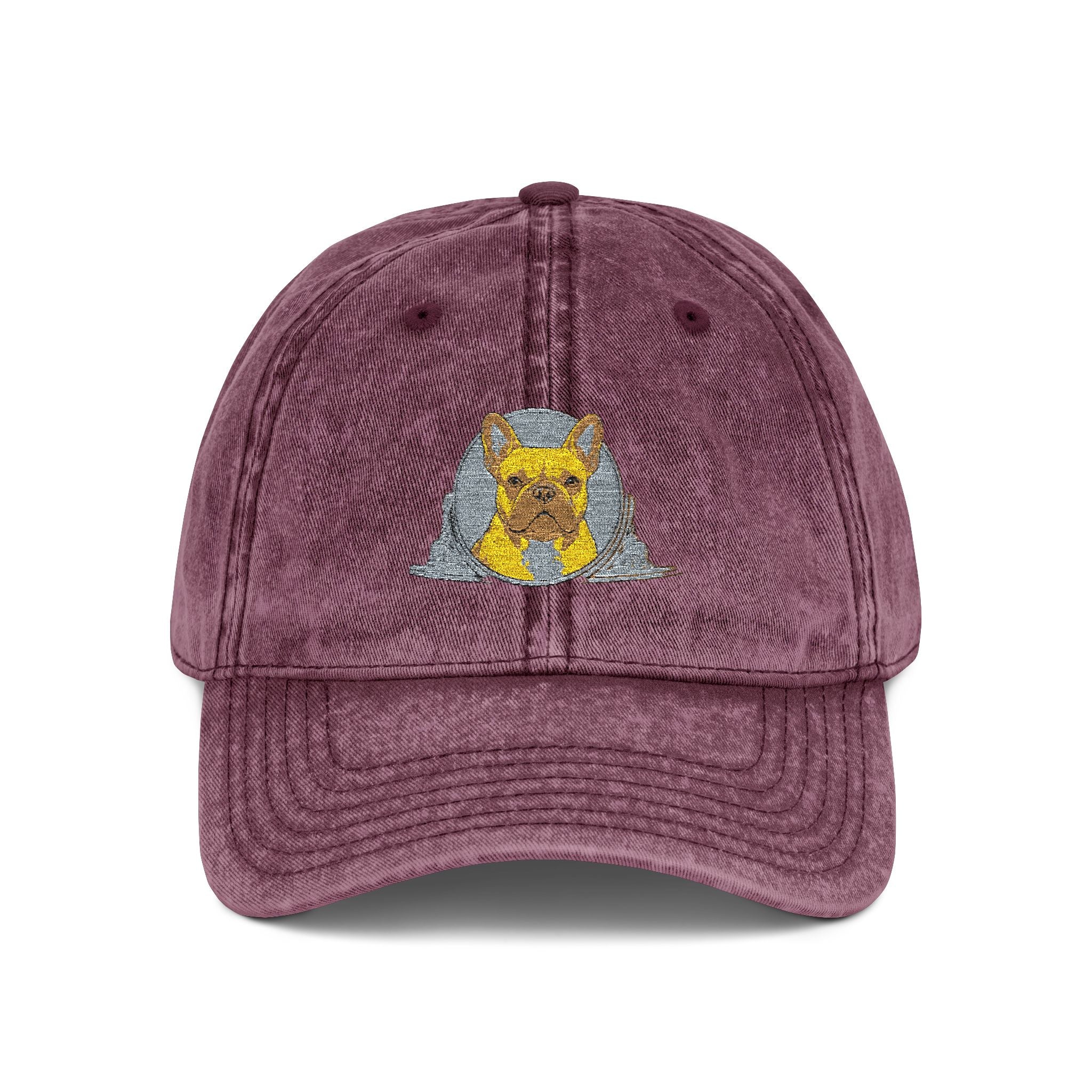 Vintage Embroidered Cap with Glitter Frenchie Patch