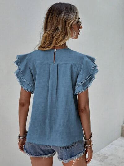 Denise Ruffle Cap Sleeve Blouse – Elegant Women's Top