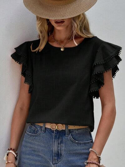 Denise Ruffle Cap Sleeve Blouse – Elegant Women's Top