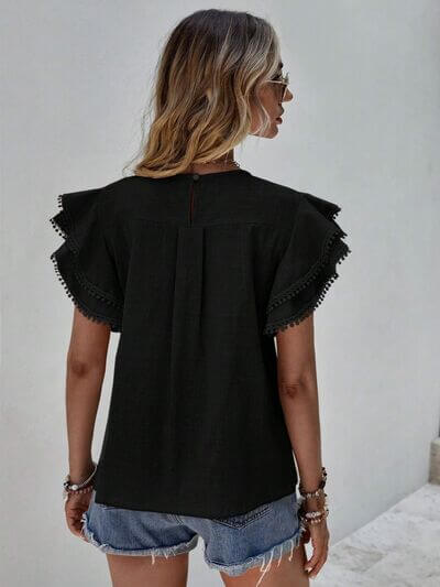 Denise Ruffle Cap Sleeve Blouse – Elegant Women's Top
