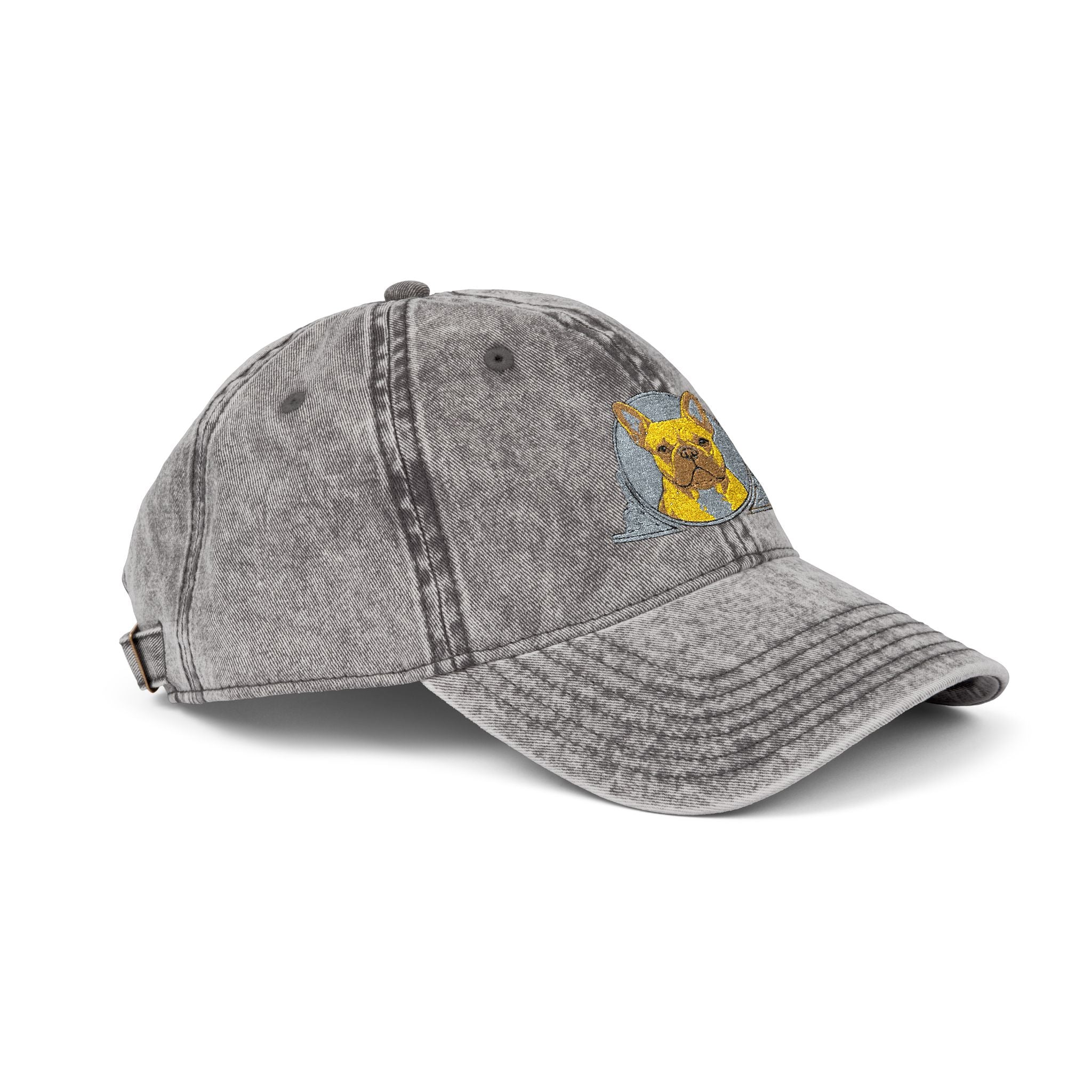 Vintage Embroidered Cap with Glitter Frenchie Patch