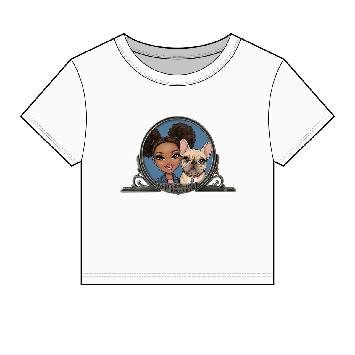 Women's Baby Tee — Cute Claire & French Bulldog Graphic Tee