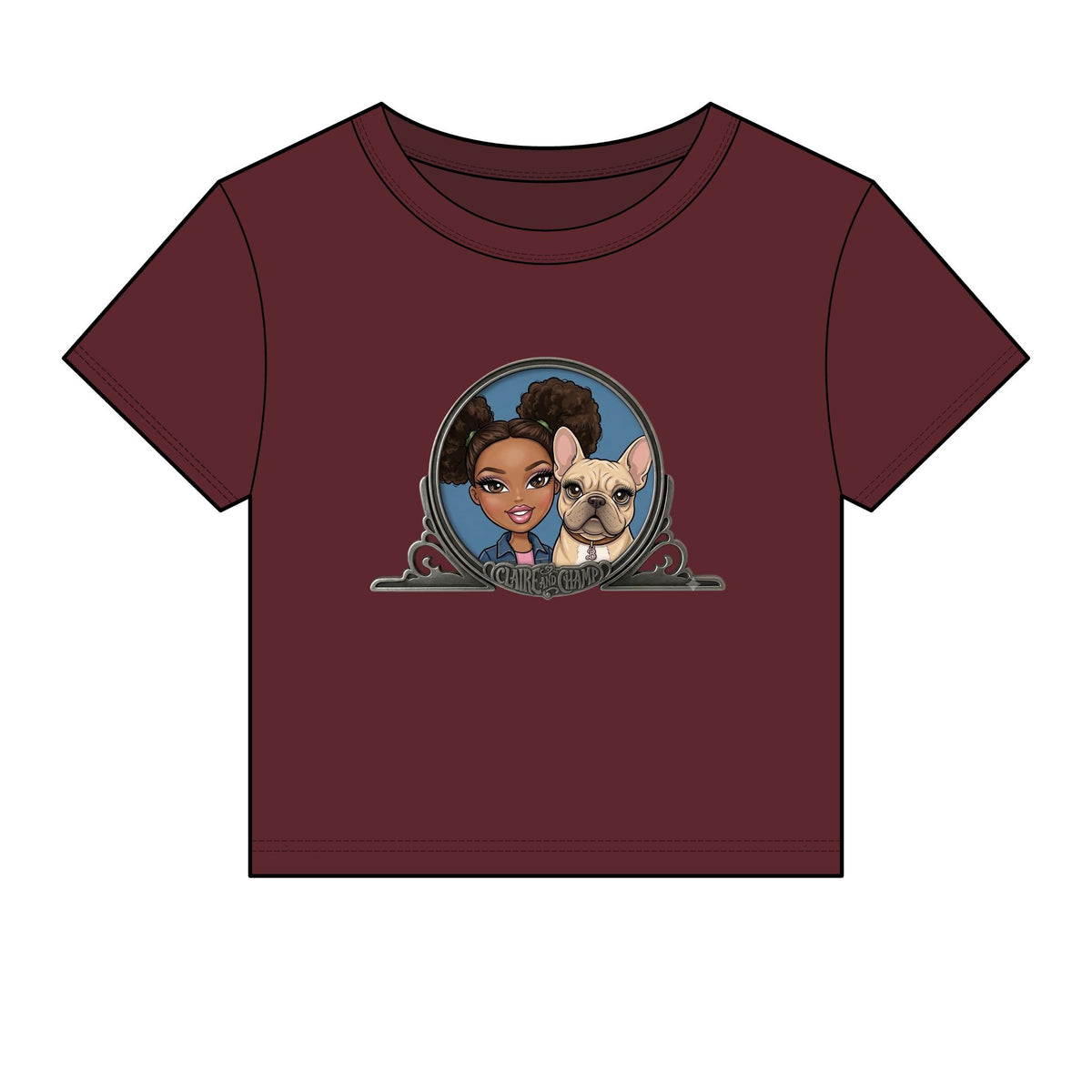 Women's Baby Tee — Cute Claire & French Bulldog Graphic Tee
