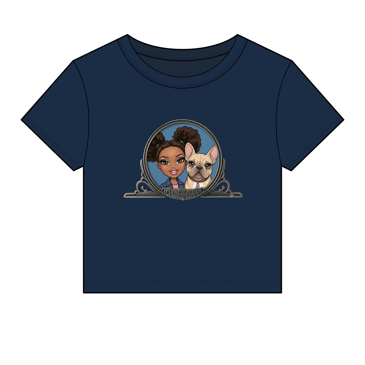 Women's Baby Tee — Cute Claire & French Bulldog Graphic Tee