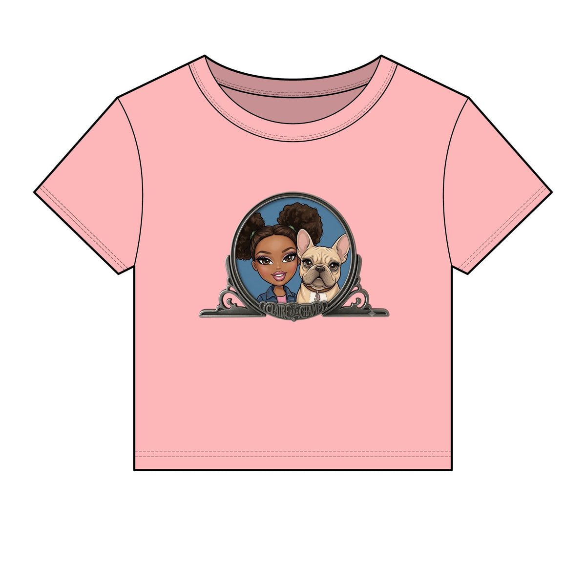 Women's Baby Tee — Cute Claire & French Bulldog Graphic Tee