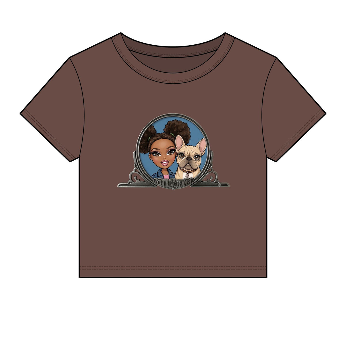 Women's Baby Tee — Cute Claire & French Bulldog Graphic Tee