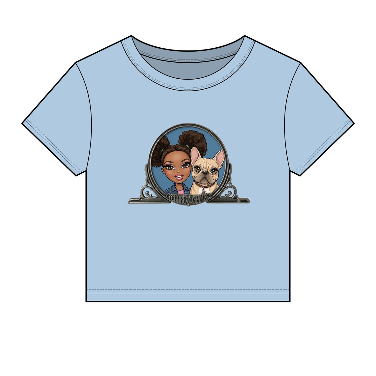 Women's Baby Tee — Cute Claire & French Bulldog Graphic Tee