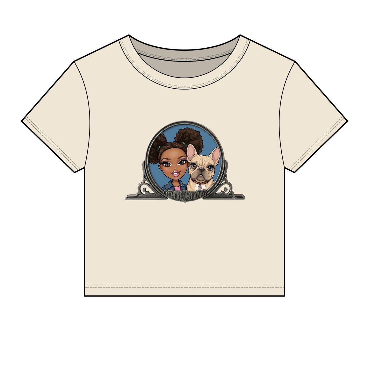 Women's Baby Tee — Cute Claire & French Bulldog Graphic Tee