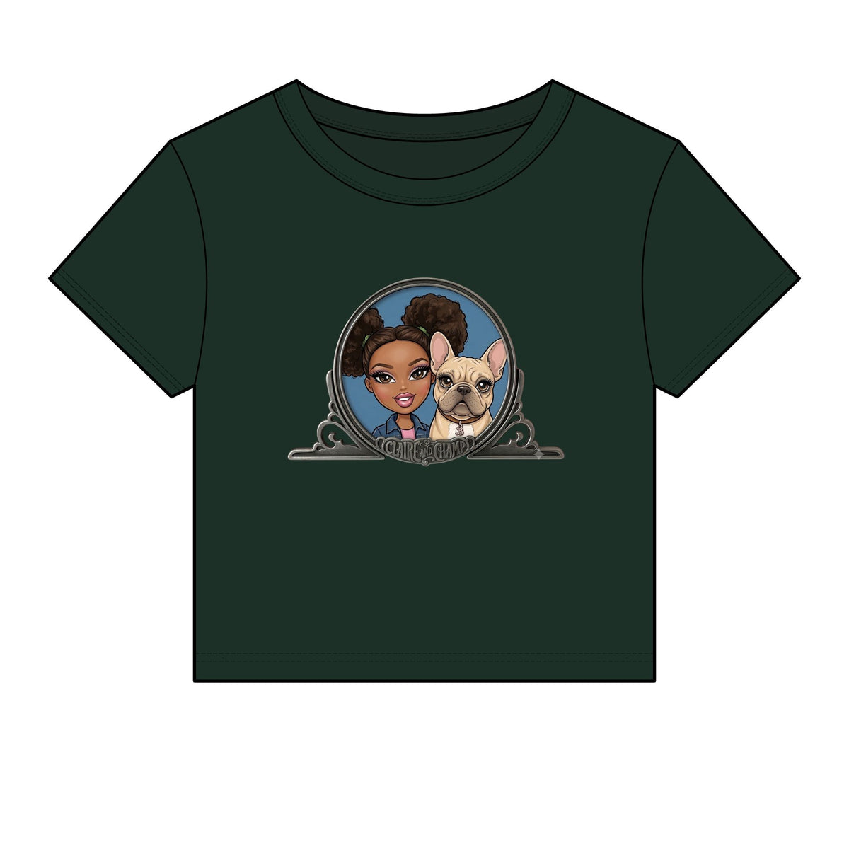 Women's Baby Tee — Cute Claire & French Bulldog Graphic Tee