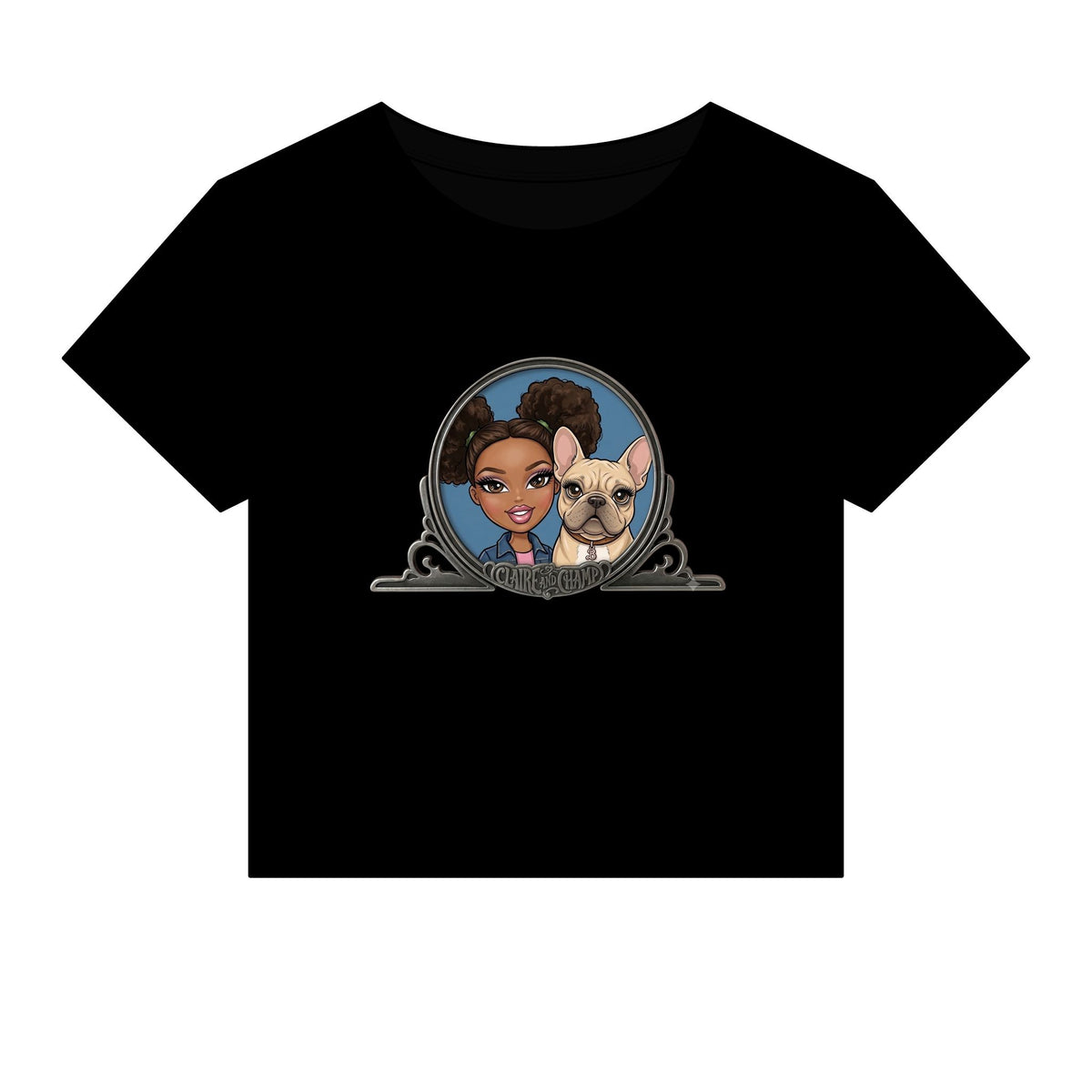 Women's Baby Tee — Cute Claire & French Bulldog Graphic Tee