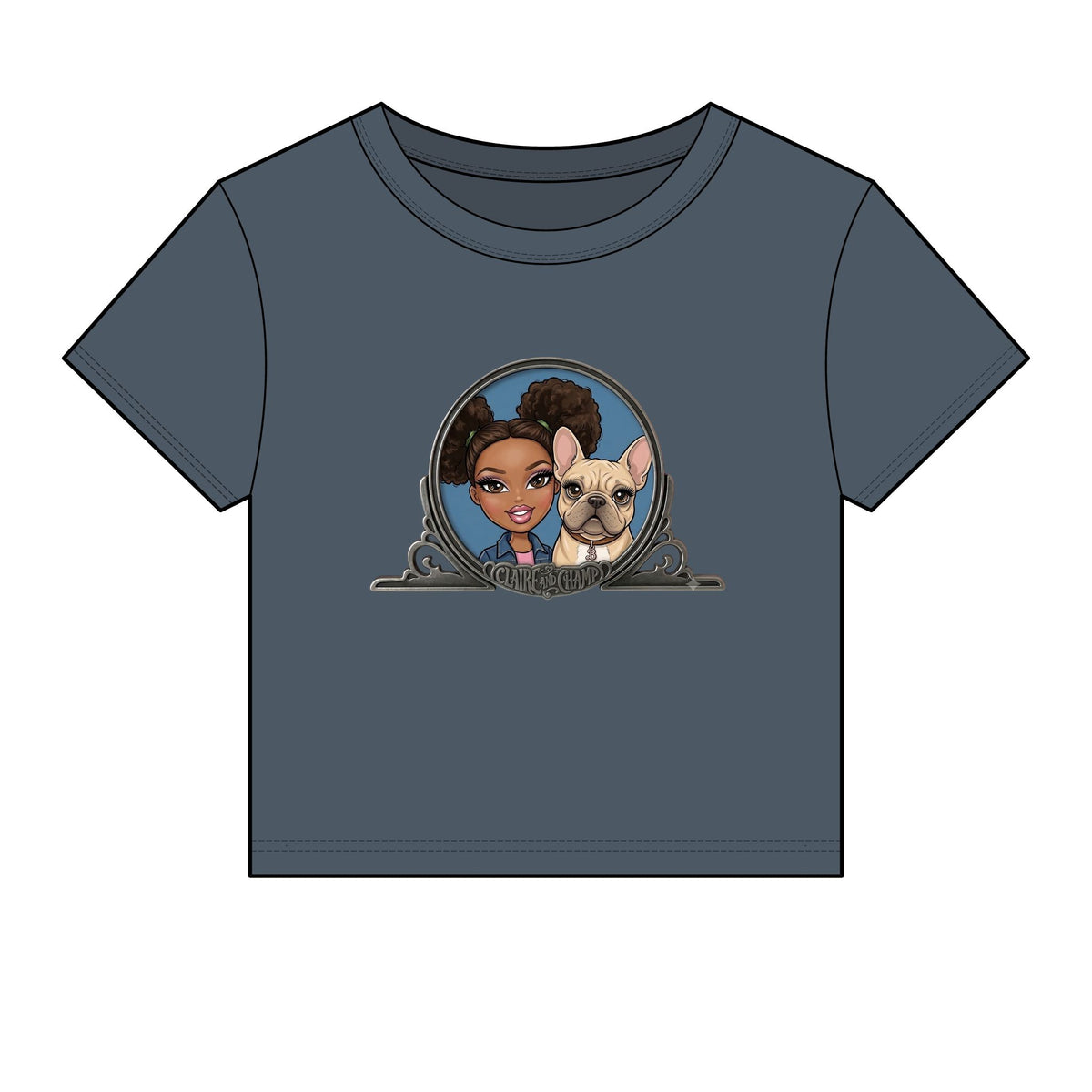 Women's Baby Tee — Cute Claire & French Bulldog Graphic Tee