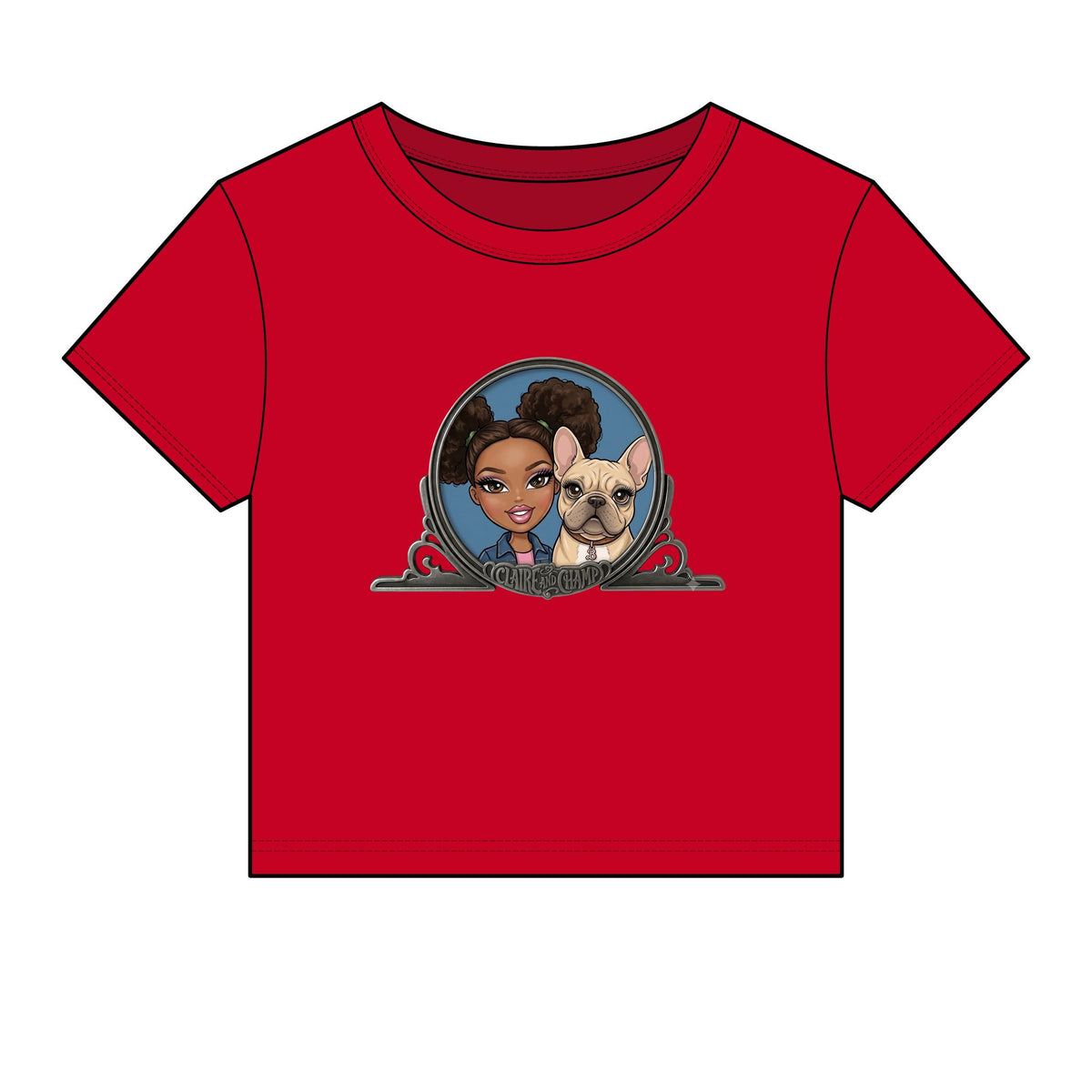 Women's Baby Tee — Cute Claire & French Bulldog Graphic Tee