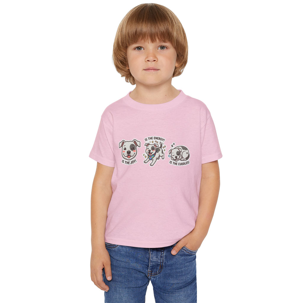 Toddler T-Shirt — Cute Puppy Faces "Is the Joy / Is the Energy / Is the Cuddles"
