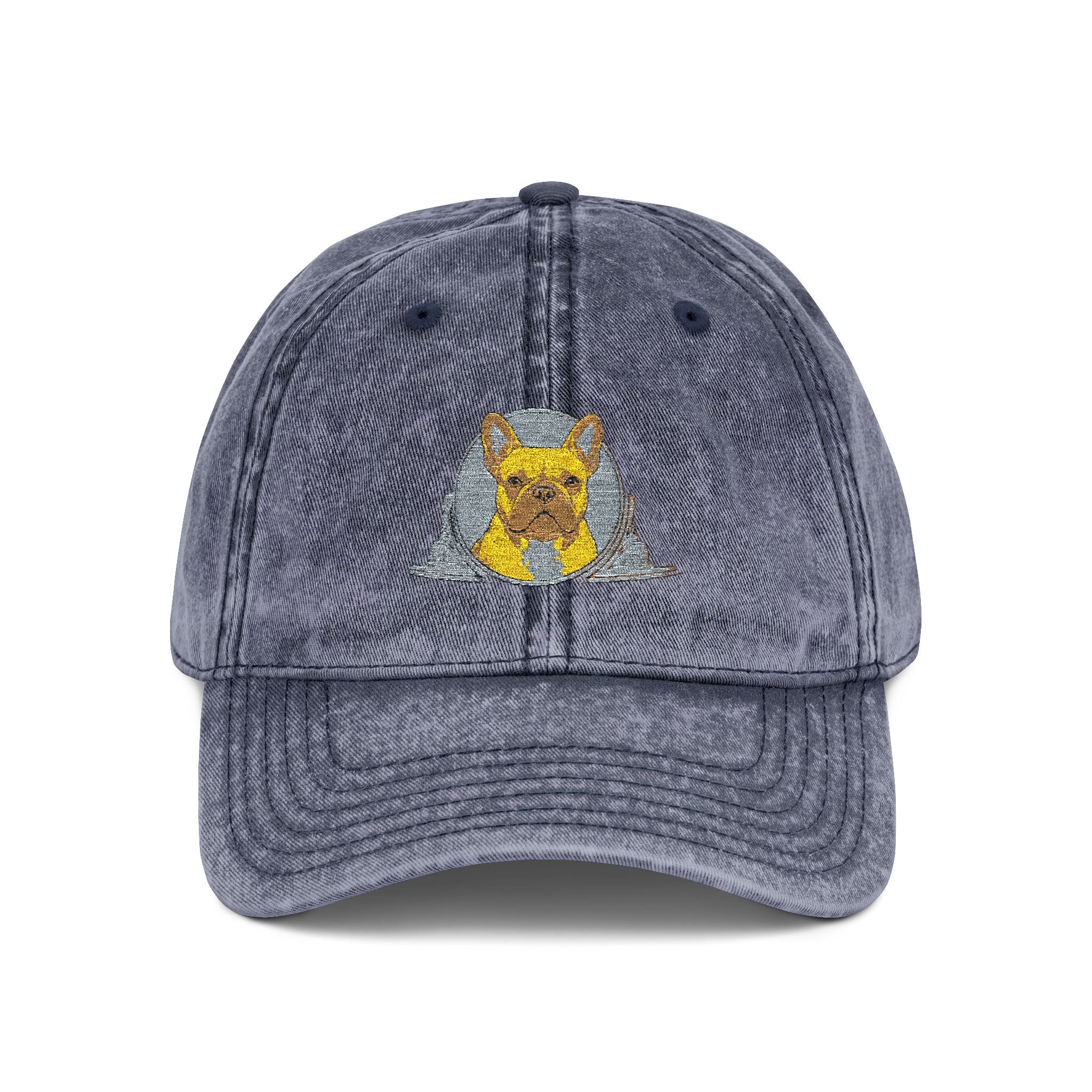 Vintage Embroidered Cap with Glitter Frenchie Patch