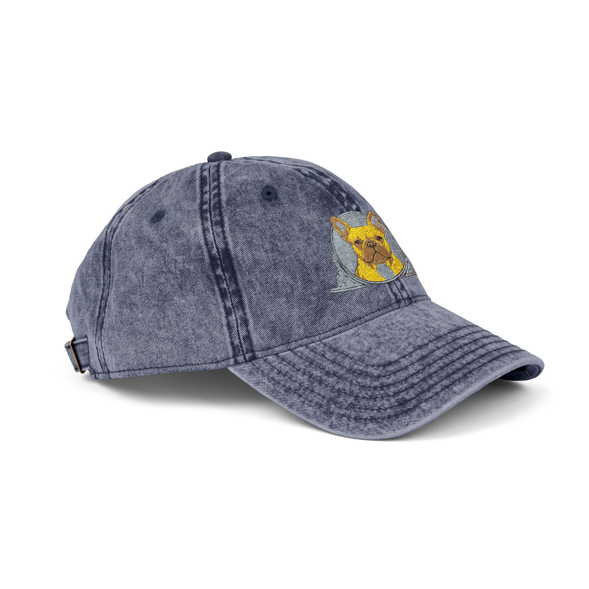 Vintage Embroidered Cap with Glitter Frenchie Patch