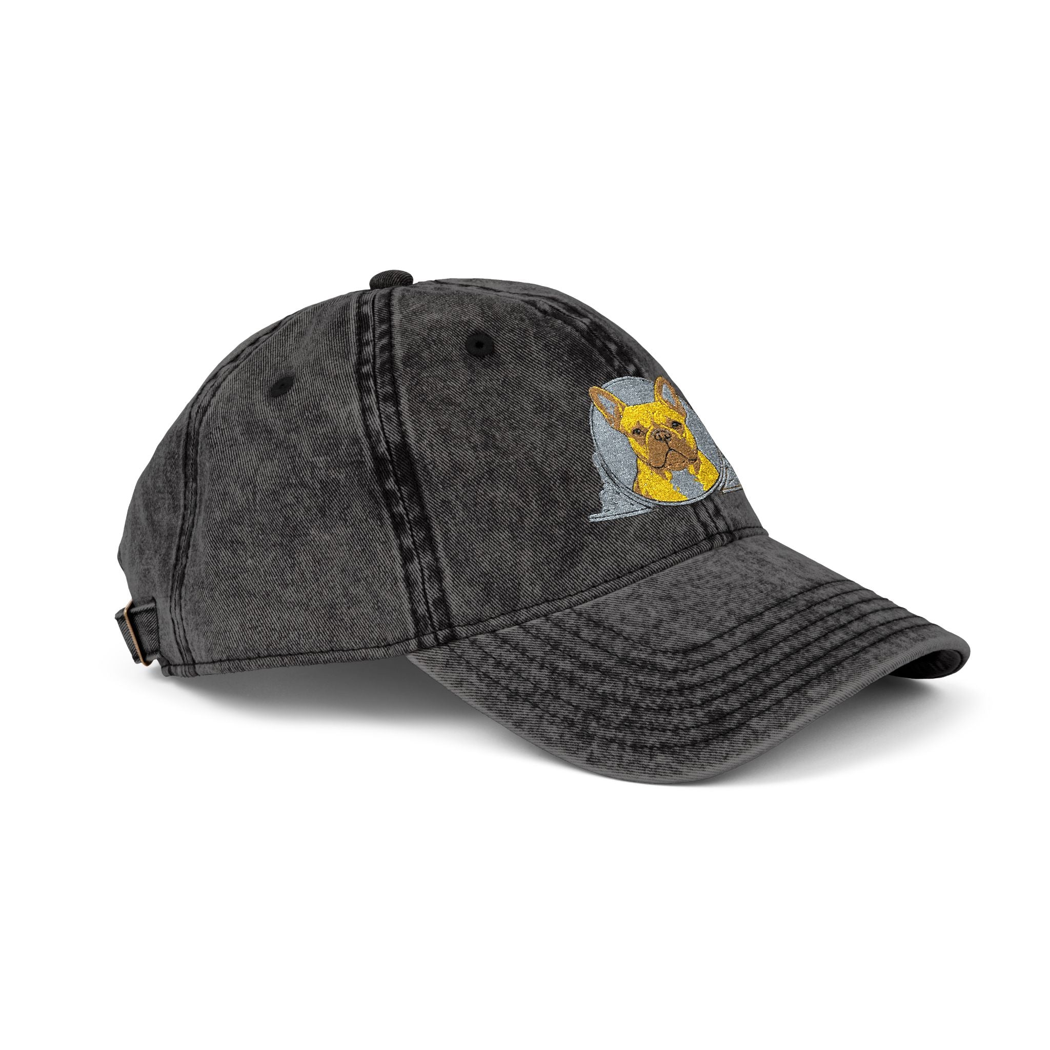 Vintage Embroidered Cap with Glitter Frenchie Patch