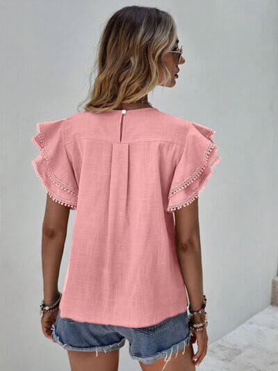 Denise Ruffle Cap Sleeve Blouse – Elegant Women's Top