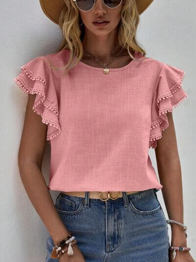 Denise Ruffle Cap Sleeve Blouse – Elegant Women's Top