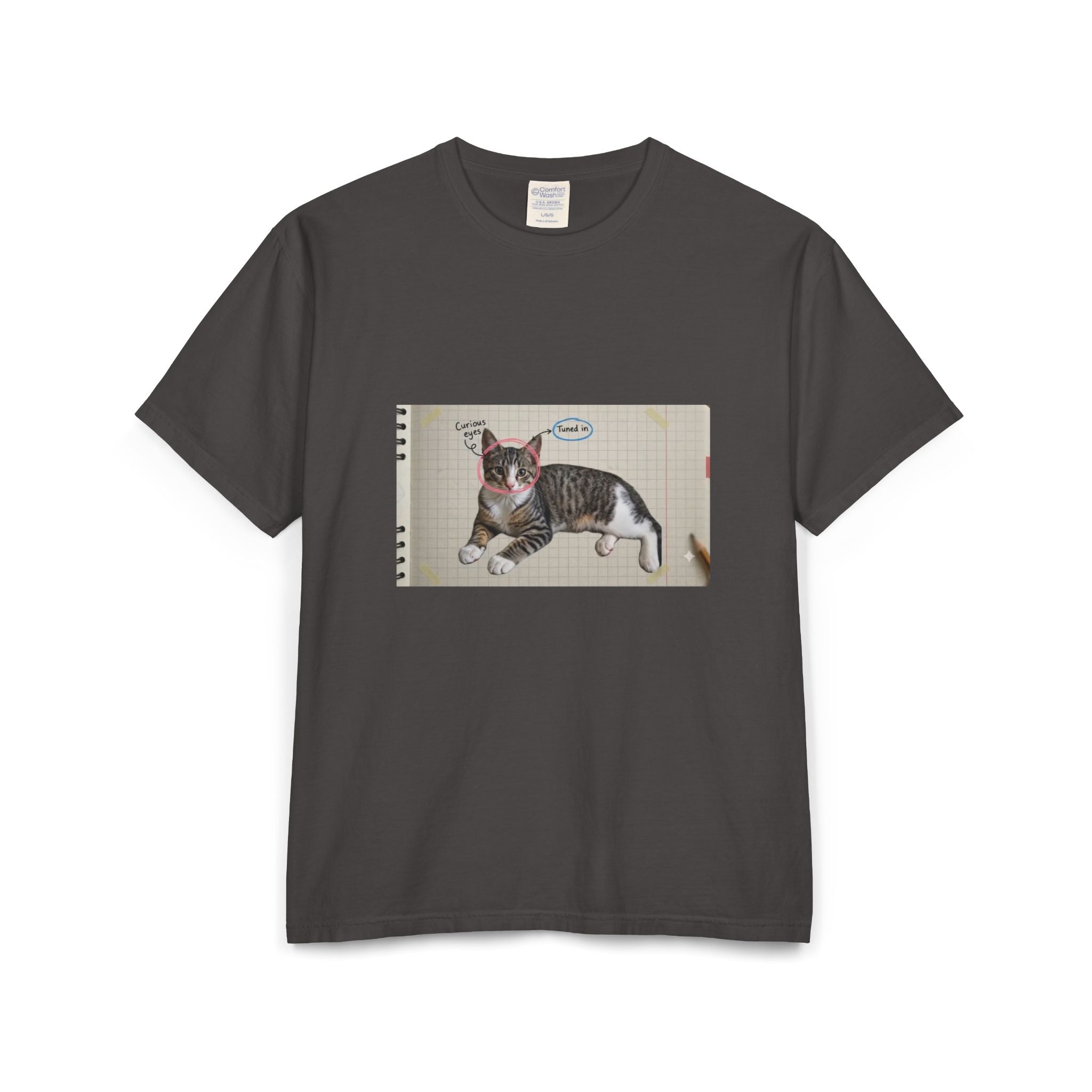 Cat Sketch T-Shirt — 'Love You' Hand-Drawn Kitty Art