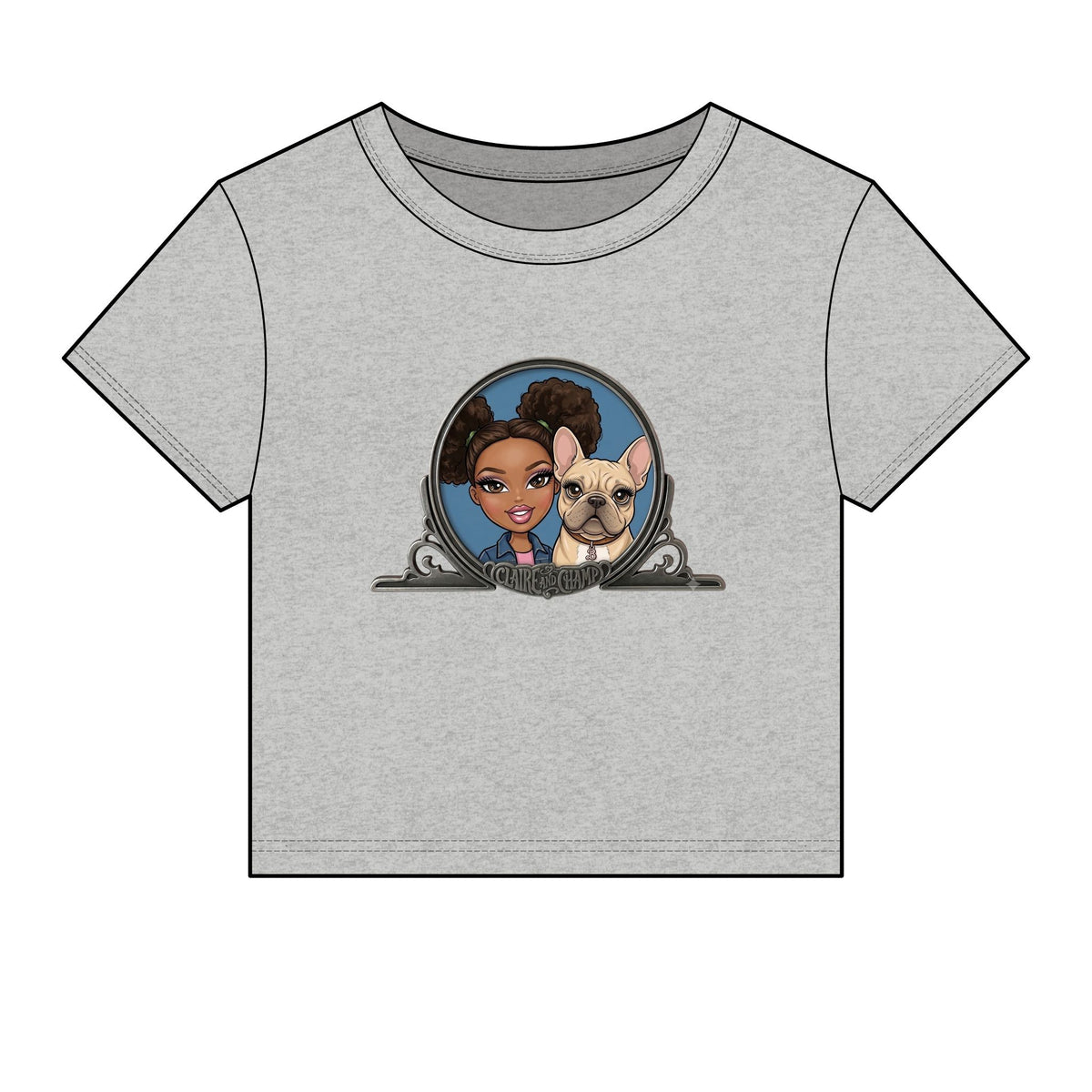 Women's Baby Tee — Cute Claire & French Bulldog Graphic Tee