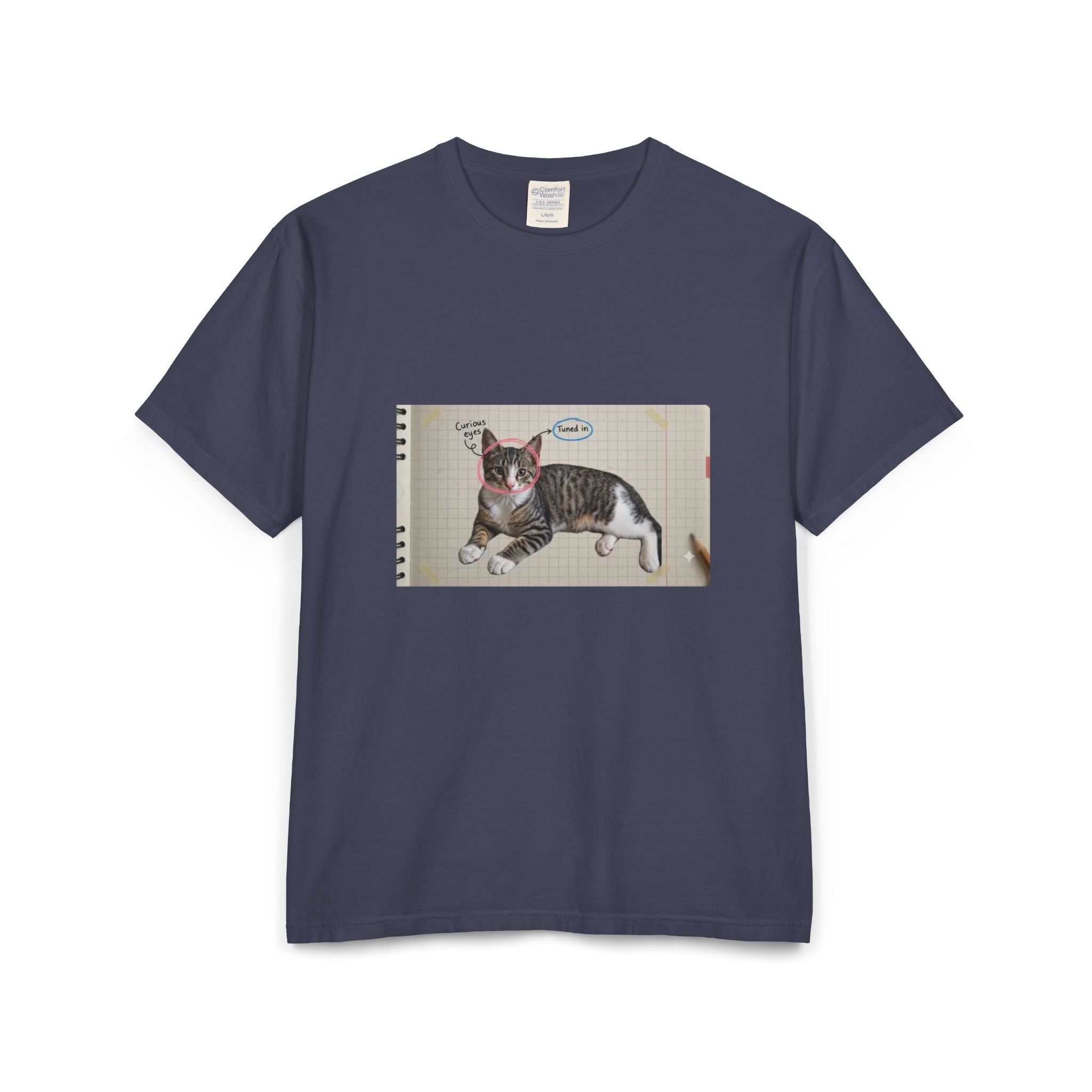 Cat Sketch T-Shirt — 'Love You' Hand-Drawn Kitty Art