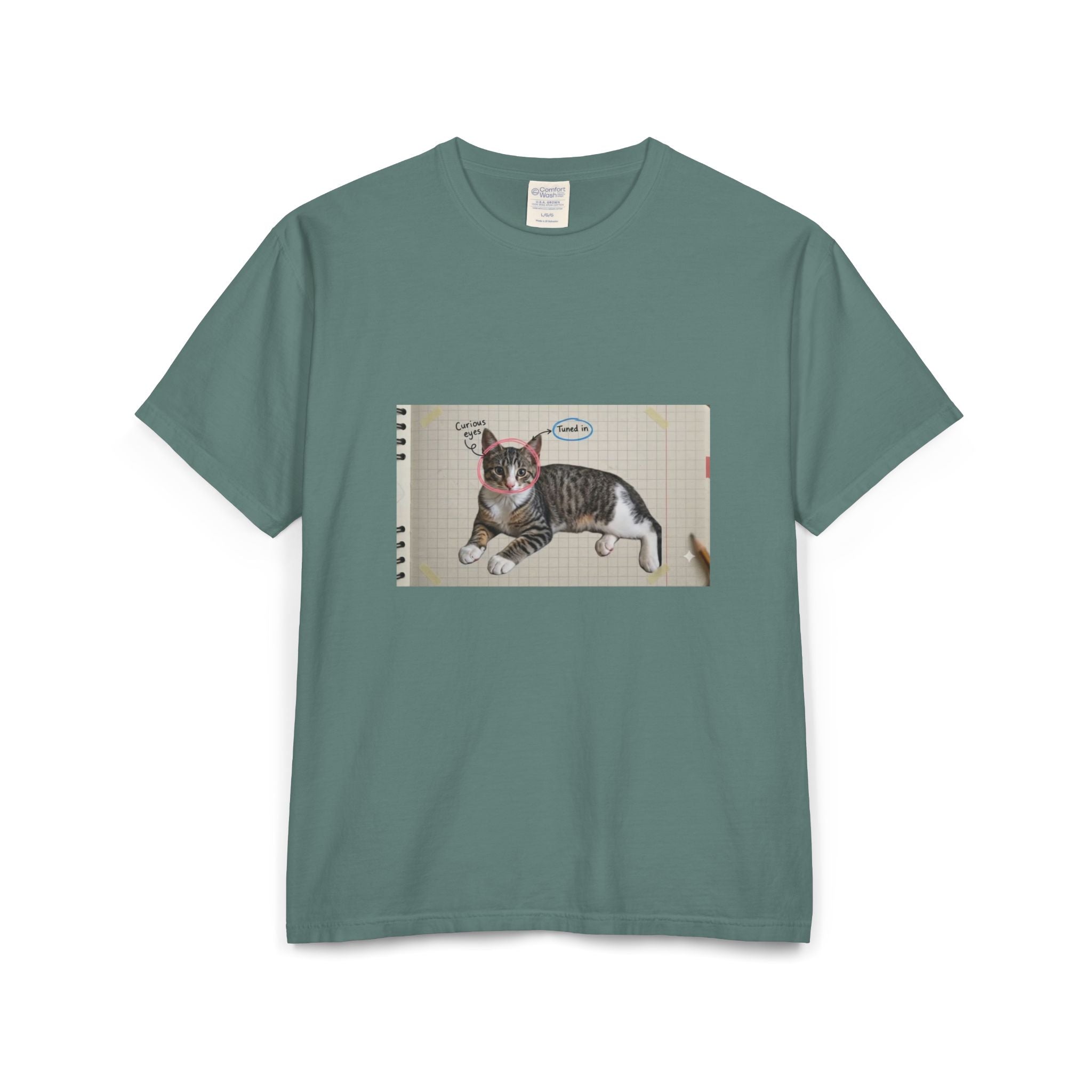 Cat Sketch T-Shirt — 'Love You' Hand-Drawn Kitty Art