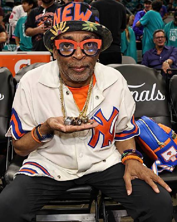 Spike Lee New York Knicks v San Antonio Spurs Striped Shirt
