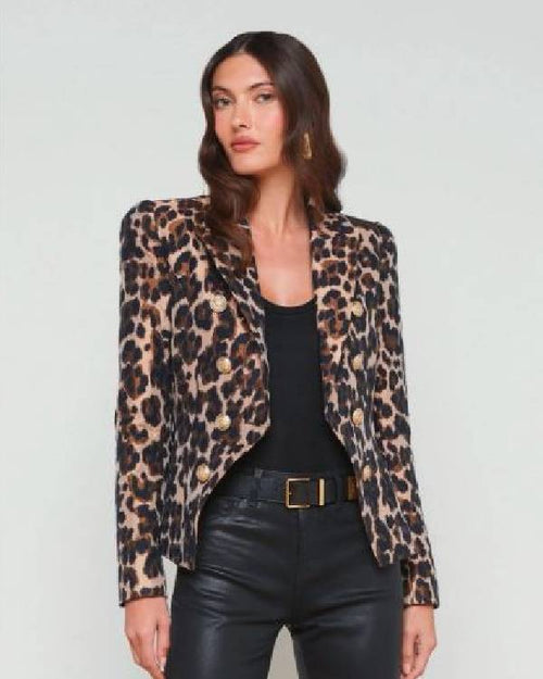 Beauty in Black Crystle Stewart Leopard Blazer