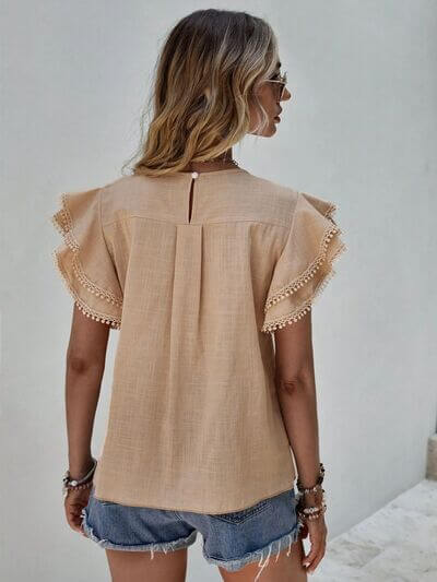 Denise Ruffle Cap Sleeve Blouse – Elegant Women's Top