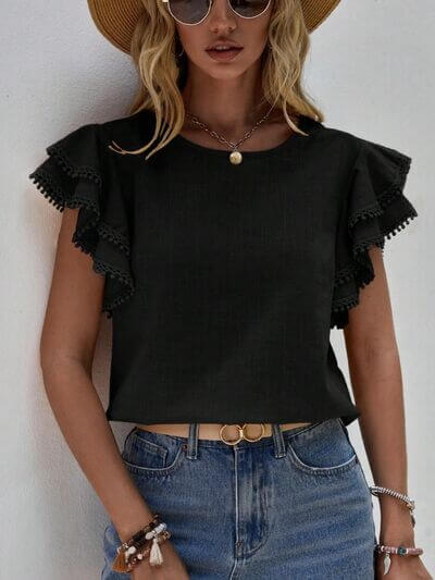 Denise Ruffle Cap Sleeve Blouse – Elegant Women's Top