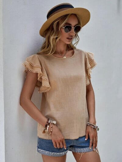 Denise Ruffle Cap Sleeve Blouse – Elegant Women's Top