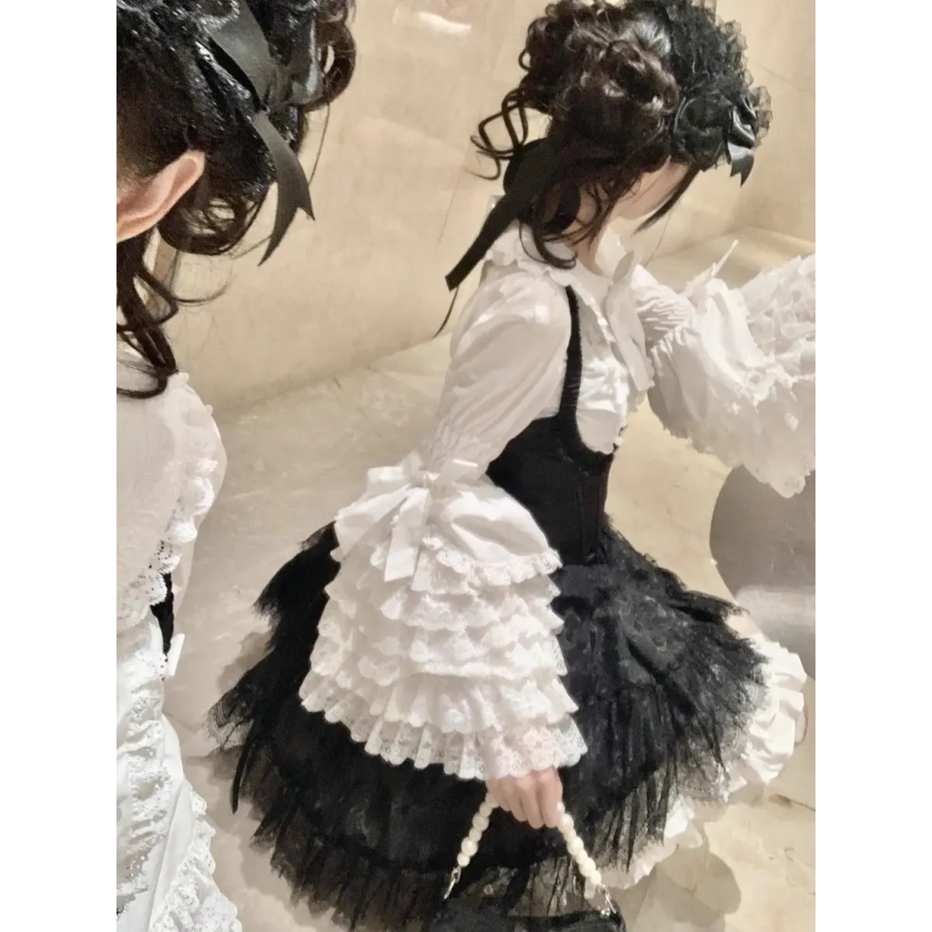 Kawaii Flare Sleeve Bow Blouse