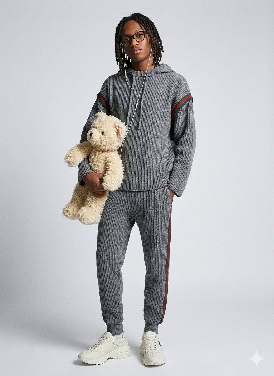 Gucci Men Wool Cashmere Hooded Sweater